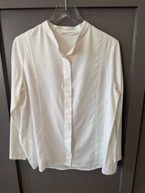 Wolcott : Takemoto Blouse White Button-Front Long Sleeve Top